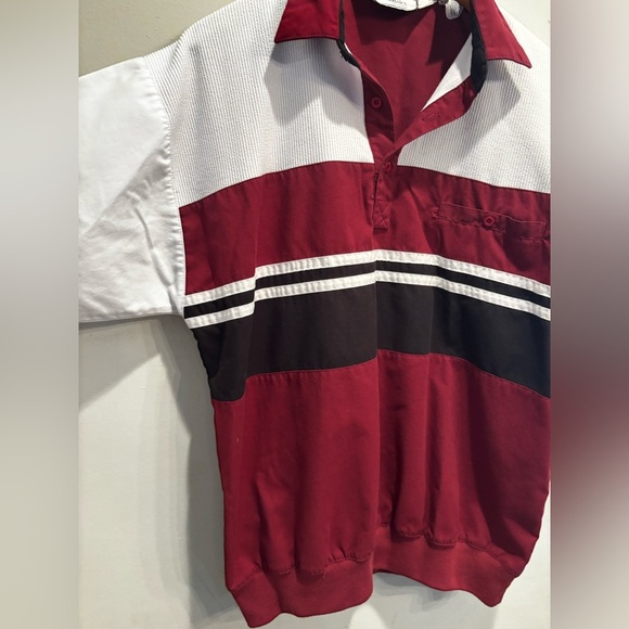 Burgundy and Black Shirt size large vintage men’s short sleeve polo  classic - Picture 7 of 9
